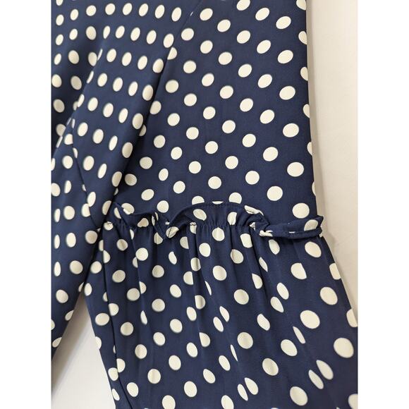 Talbots Womens Size‎ 2X Dark Blue Polka-dot Pull Over Top Long Ballon Sleeves - Picture 3 of 8